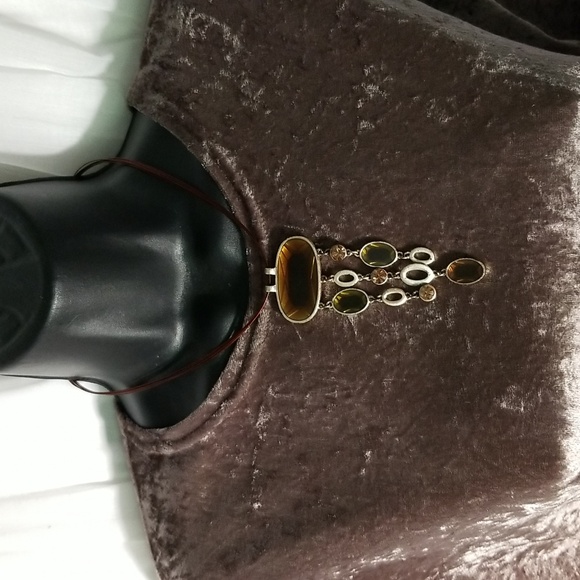 Taupe Crushed velvet Tunic - Picture 3 of 5